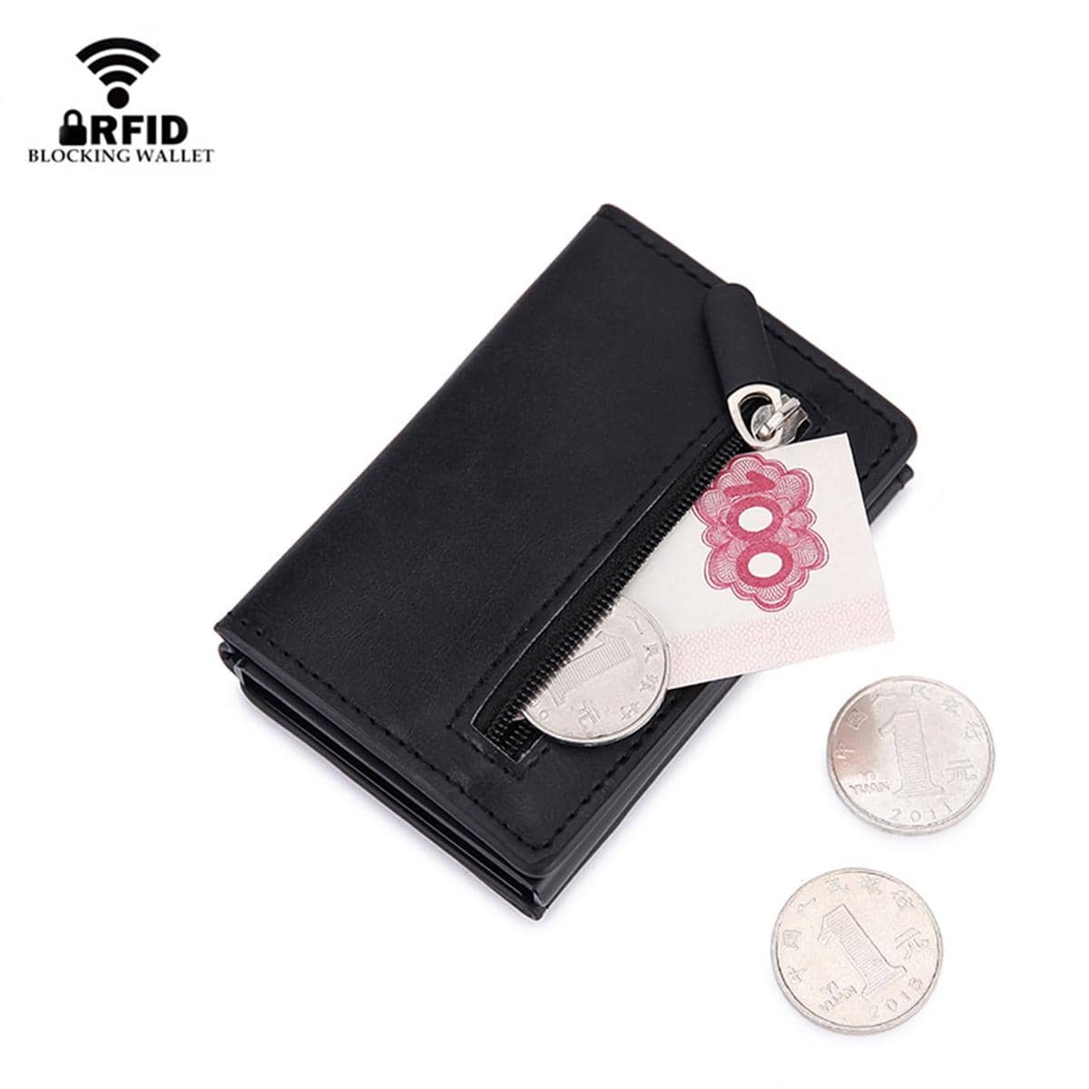 Card Top Loader - محفظة بطاقات معدنية مانعة لتقنية RFID،